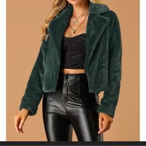 Women's Green Faux Fur Jacket